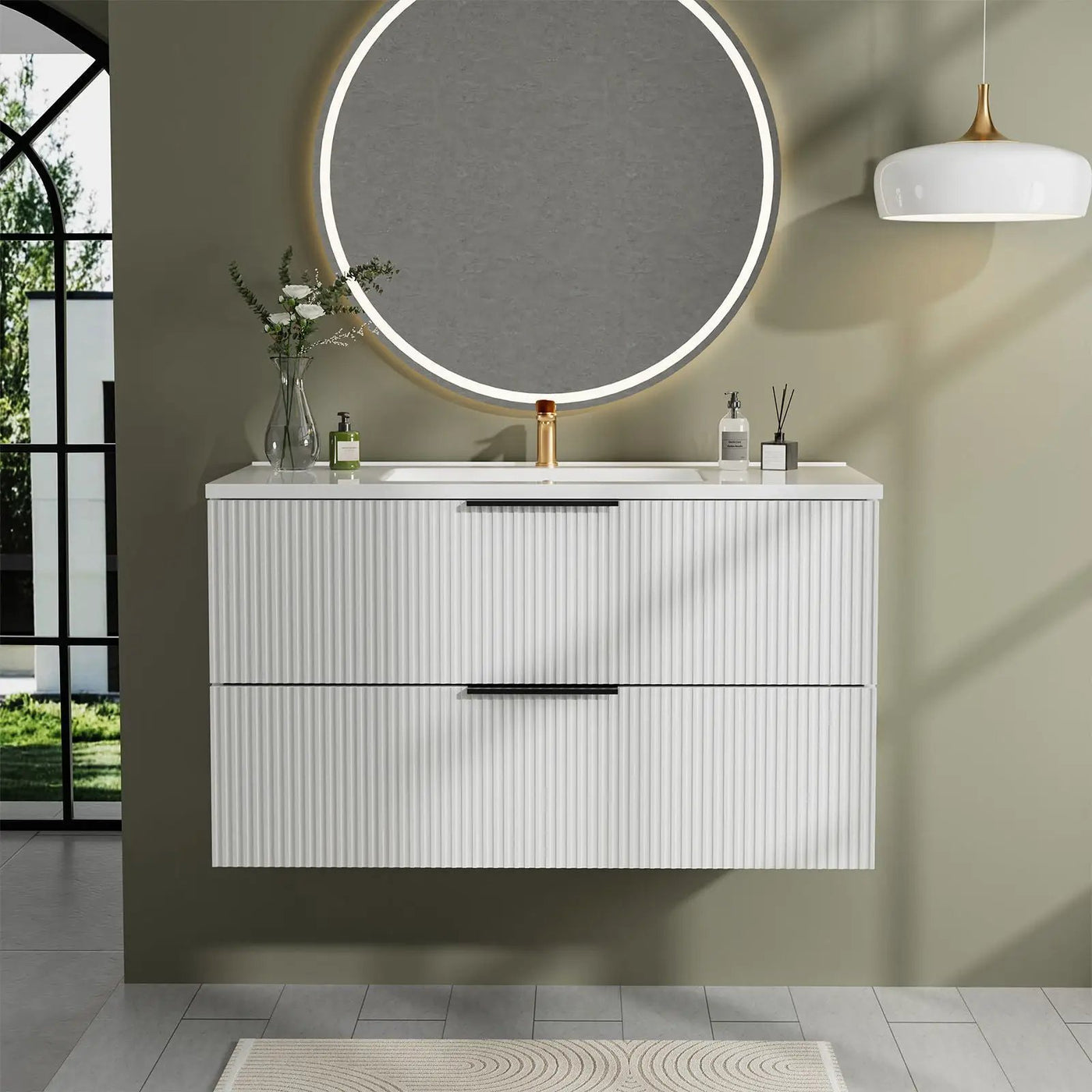 Modern Wall Mounted Floating Bathroom Vanity With Sink And Drawers by HouseOfZazla