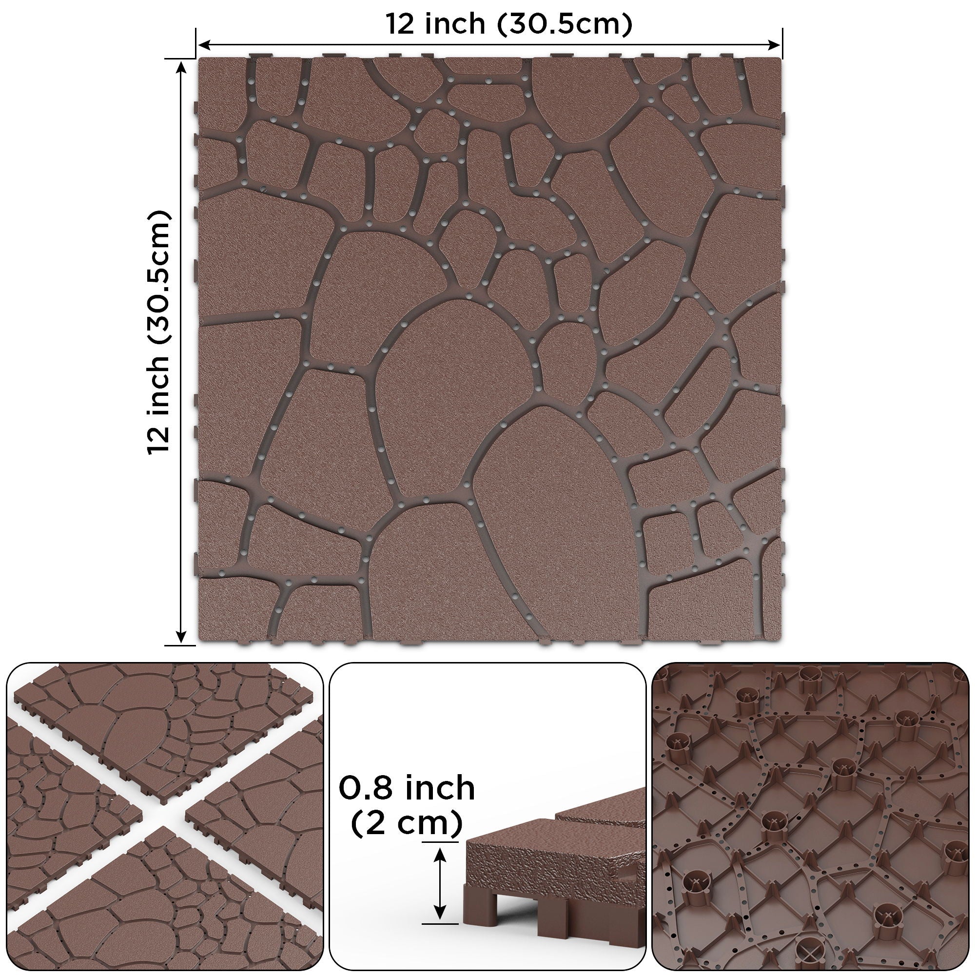 Stone Texture Patio Deck Tiles, Diy Module Interlocking Decking Floor Tiles by HouseOfZazla