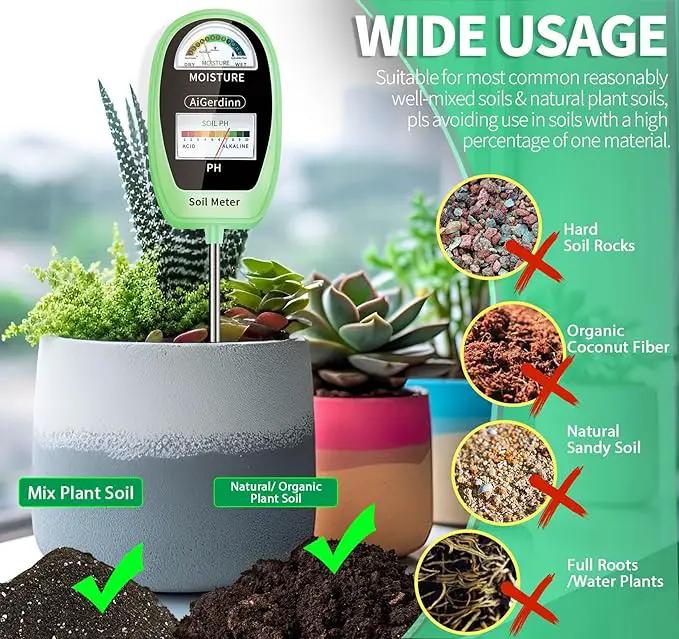 2-in-1 Soil Test Kit, Soil Moisture Meter, Soil pH Tester-Dual Dial-Simultaneously-Display Results-Soil pH Meter, Moisture Meter for House Plants,Lawn,Garden,Farm Indoor&Outdoor-BabyGreen by GreenHaven Gardens