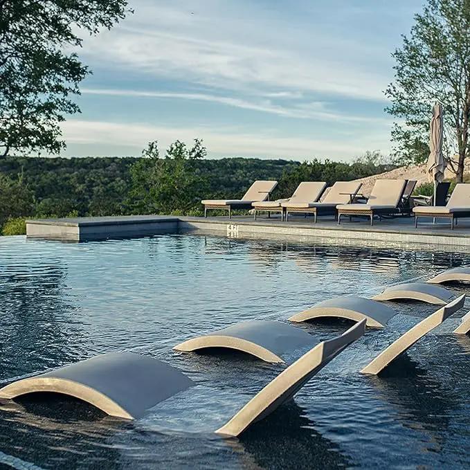 Ledge Lounger - Signature Chaise - Inside Pool & Sun Shelf Lounge Chair - Designed for Shallow Shelves Up to 9” - Compatible with All Pool Types - Poolside & Sun Deck Tanning - Set of 2 - Sandstone by GreenHaven Gardens