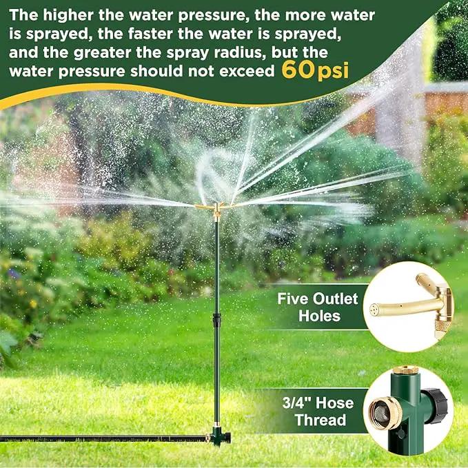 3-Arm Garden Sprinkler,360 Degree Rotating Lawn Sprinklers with Adjustable Tripod Base,Yard Sprinkler for Large Area Coverage,Hose Attachment Water Sprayer for Lawn,Garden,Animal Deterrent by GreenHaven Gardens
