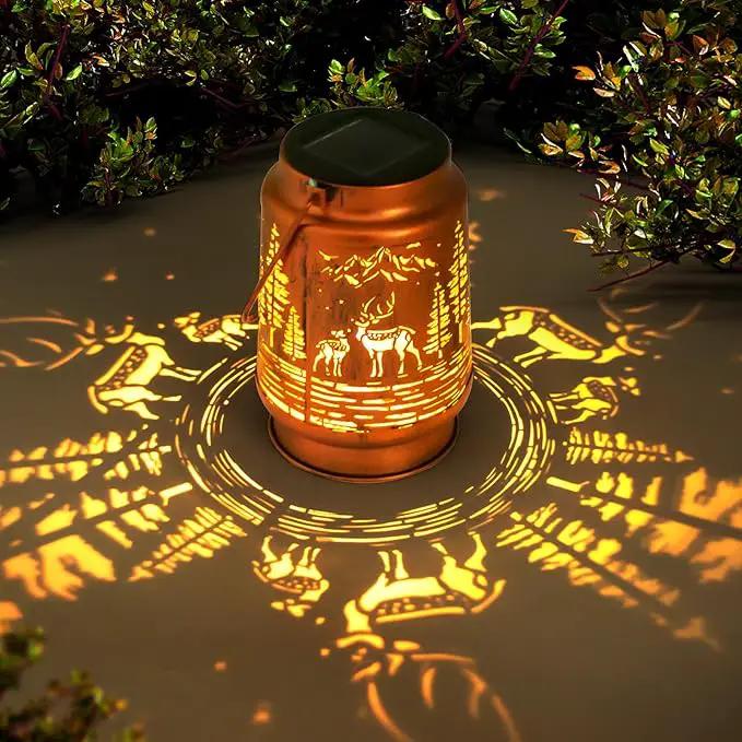 Solar Lanterns Outdoor Garden Decor, Gifts for Women, Mom, Grandma, Birthday, Thanksgiving, Decorative Waterproof Hanging Metal LED Light for Yard, Patio, Lawn, Landscape, Backyard (Deer) by GreenHaven Gardens