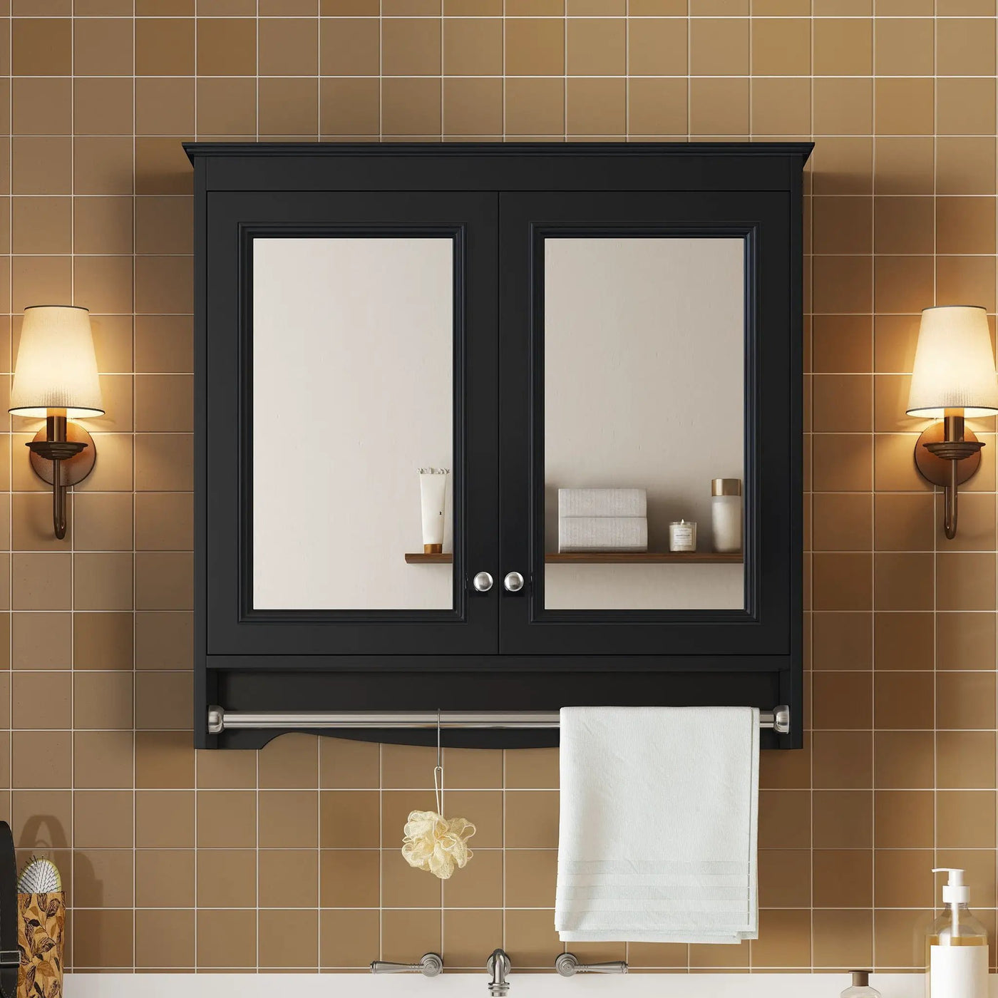 Modern Wall-Mounted Mirror Cabinet With Adjustable Shelves, Soft-Close Doors, High-Definition Mirror by HouseOfZazla