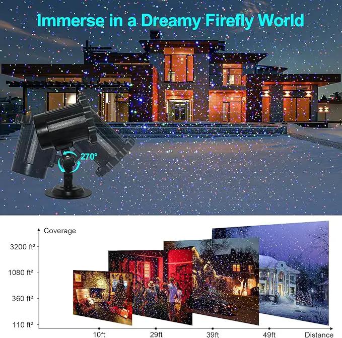 Laser Christmas Projector Lights Outdoor,Moving RGB Laser Projection Light,Firefly Light Show with RF Control,Waterproof Holiday Projector for Halloween Camping Garden Patio Decoration & Gift by GreenHaven Gardens