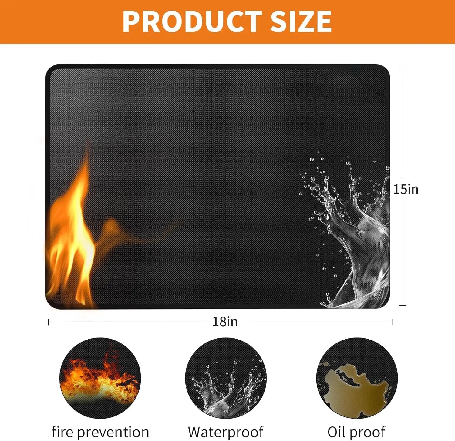 Heat Resistant Grill Mat, 15 x 18 inches Double-sided fireproof and waterproof BBQ protection mat Multi-Purpose for Grills Pizza Ovens Smokers Black by GreenHaven Gardens