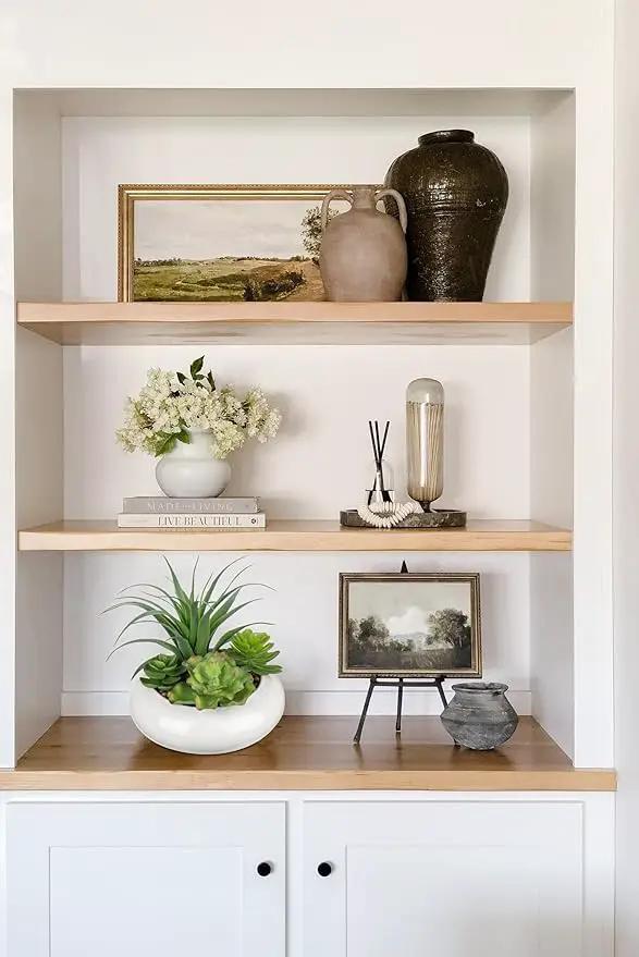 Large Artificial Succulents Plants Faux Succulents in Pots Fake Succulent Arrangement Potted Plants with White Ceramic Pot for Office Desk Bathroom Shelf Living Room Indoor & Outdoor Home Decor by GreenHaven Gardens
