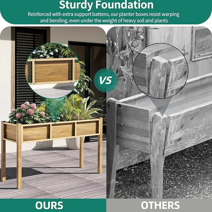 YITAHOME Raised Garden Bed, 47x18x31 Inch HIPS Poly-Wood Weather-Resistant Elevated Planter Box with Legs for Vegetable Flower, Brown by GreenHaven Gardens