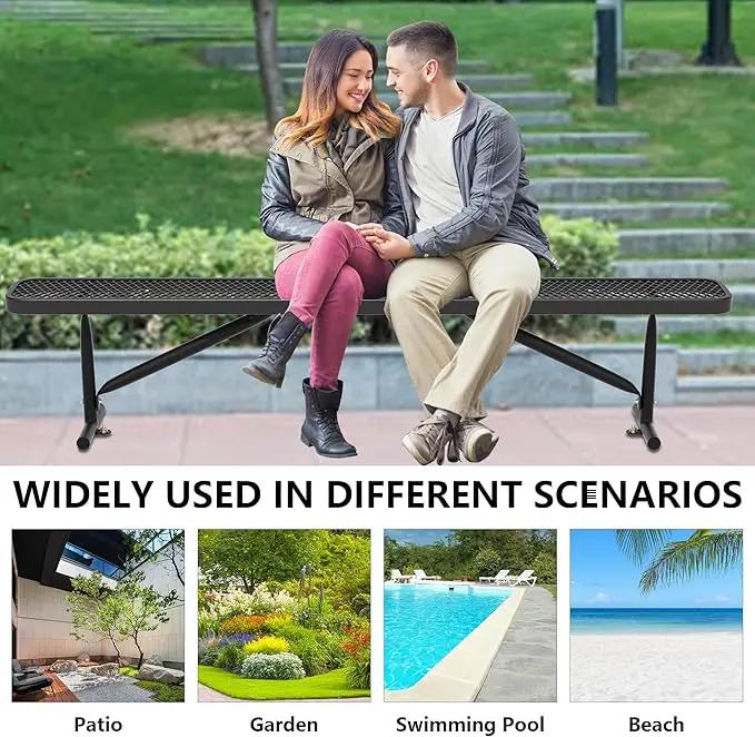 96" L Outdoor Metal Benches, Heavy Duty Garden Park Bench for Outside, Porch Chair Sports Backless Commercial Benches Mesh Bench for Shopping Mall, Store, Lawn, Park, Patio, Deck, Garden by GreenHaven Gardens
