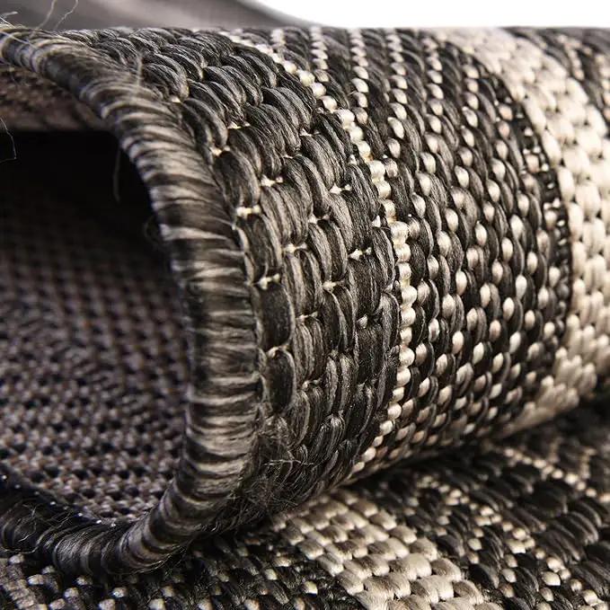 Unique Loom Outdoor Border Collection Area Rug - Soft Border (7' 10" Square, Black/ Ivory) by GreenHaven Gardens