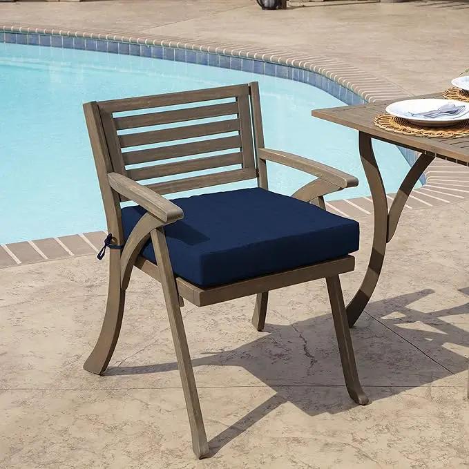 Arden Selections Outdoor Seat Cushion, 19 x 19, Rain-Proof, Fade Resistant 19 x 19, Sapphire Blue Leala (Pack of 4) by GreenHaven Gardens