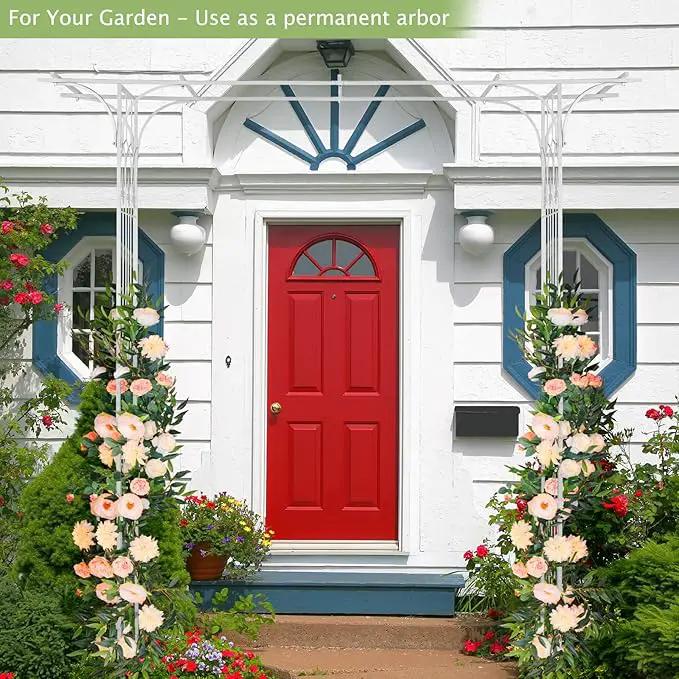 VINGLI Garden Arbor, Arch Archway for Wedding Ceremony Party, Steel Garden Trellis for Plant Climbing, Christmas Garden Decorations Pergola for Garden, Backyard, Lawn (White) by GreenHaven Gardens