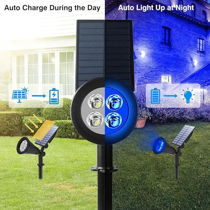 T-SUN Blue Solar Spotlights, Solar Lights Outdoor Waterproof, Auto ON/Off Adjustable Solar Garden Pond Lights for Tree, Patio, Yard, Garden, Driveway, Stairs, Pool Area (Blue- 2 Pack) by GreenHaven Gardens
