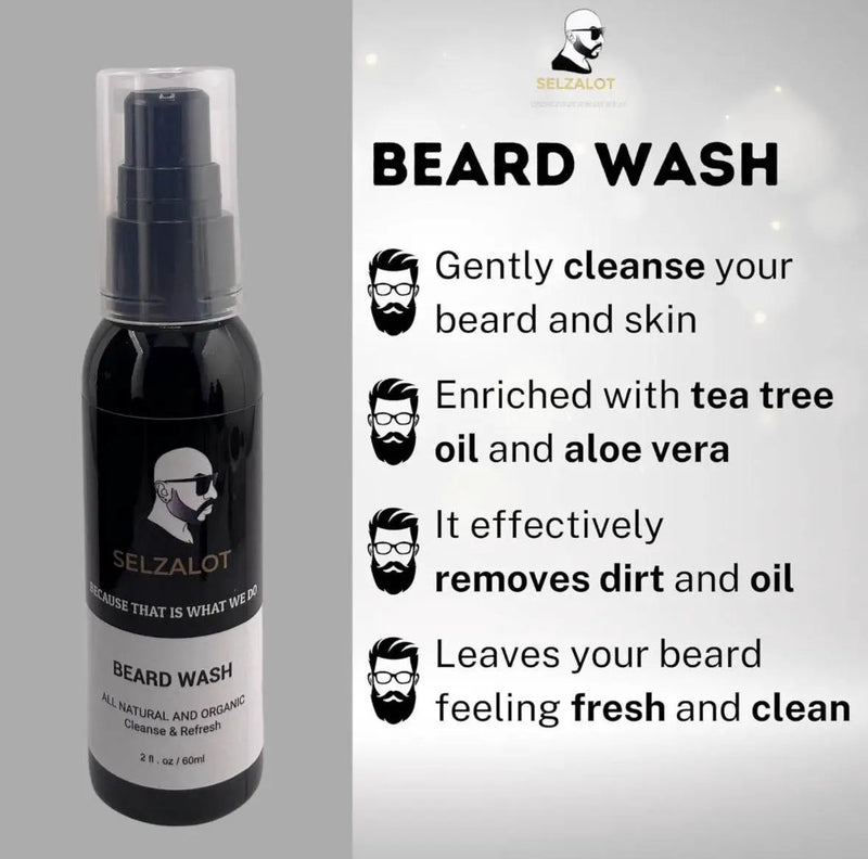 Beard Growth Kit Men’s Beard Care Kit Grooming Set 5 Pieces Beard Products with Wash, Oil Serum, Balm and a Gift Box for Men Self Care by Selzalot