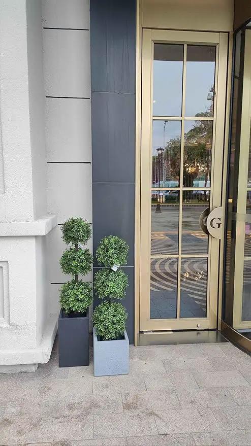 38''T Artificial Boxwood Topiary Triple Ball Outdoor Potted Plants Anti-UV Front Door Decor 2Pack by GreenHaven Gardens