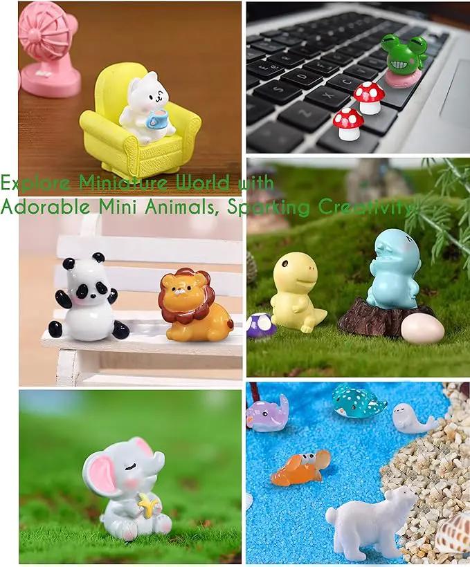 Mini Resin Animals Figures Set 100 Pieces for Miniature Garden Decor - Slime Charm for Craft - Tiny Resin Animal by GreenHaven Gardens