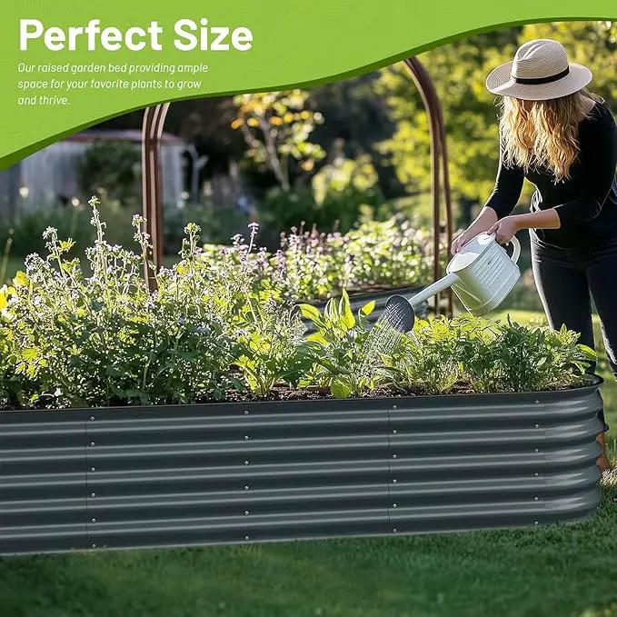 8x2x1.5ft Raised Garden Bed-Oval Outdoor Galvanized Planter Box for Vegetables, Fruits,Herbs, Flowers,Metal Raised Garden Bed kit-Black Grey by GreenHaven Gardens