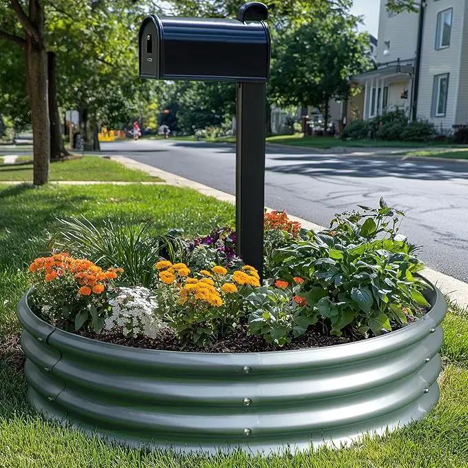 KING BIRD Raised Garden Bed Galvanized Round Planter Box Outdoor for Gardening, Plants, Vegetables, Flowers, Silver, 47x47x12 in 2 Packs by GreenHaven Gardens