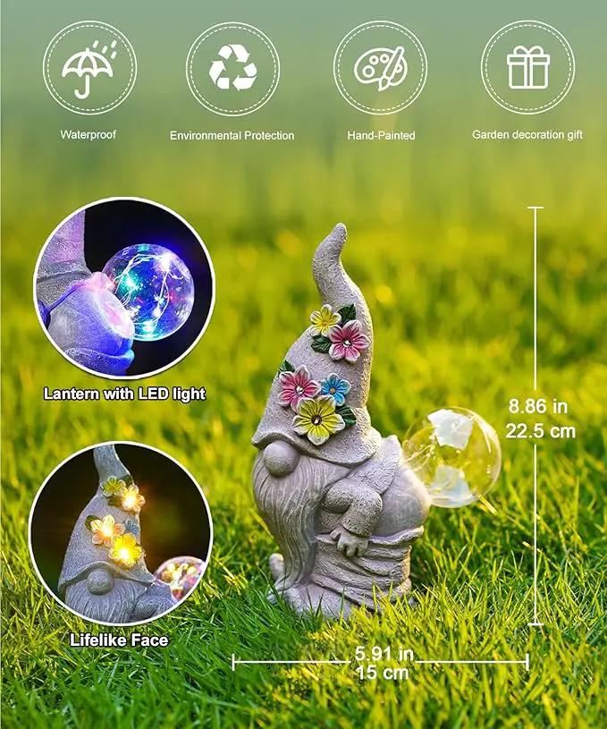 Solar Gnome Statue for Garden Decor: Outdoor Sculpture for Yard Lawn Porch Balcony Patio - Ideal Gift for Lover Mom Women Grandma by GreenHaven Gardens