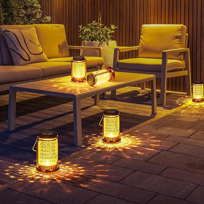 Outdoor Garden Decor, 4 Pack Solar Lantern Waterproof Warmwhite Mason Jar Hanging Lights, Porch Decorative for Garden Yard Patio Backyard Deck Courtyard Lawn by GreenHaven Gardens