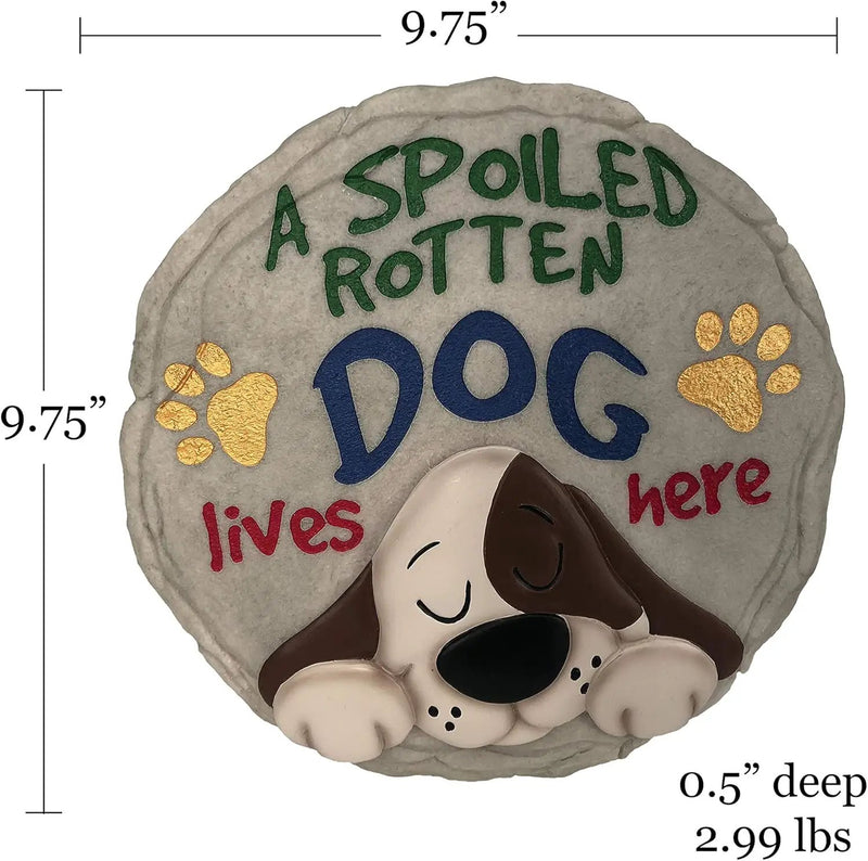 Spoontiques - Garden Décor - Spoiled Rotten Dog Stepping Stone - Decorative Stone for Garden by GreenHaven Gardens