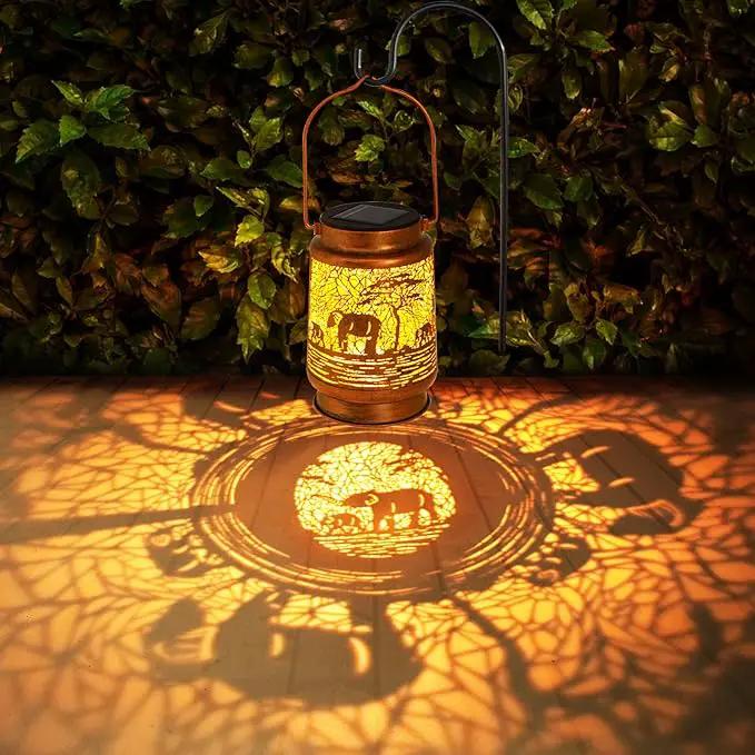 Solar Lanterns Outdoor Garden Decor, Gifts for Women, Mom, Grandma, Birthday, Thanksgiving, Decorative Waterproof Hanging Metal LED Light for Yard, Patio, Lawn, Landscape, Backyard (Elephant) by GreenHaven Gardens