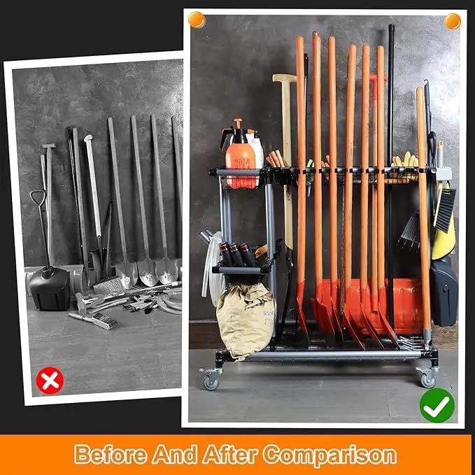 Ultimate Yard Tool Storage Rack with Rolling Casters – Organize All Your Garden Tools Effortlessly by GreenHaven Gardens