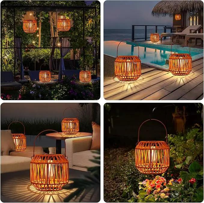 Solar Lanterns,Solar Boho Lanterns Outdoor Waterproof Wicker Lights for Outside Hanging Rattan Lights Outdoor Woven Lamp Decoration for Garden,Yard,Patio,Porch,Trees,Lawn,Pathway,2 Pack by GreenHaven Gardens