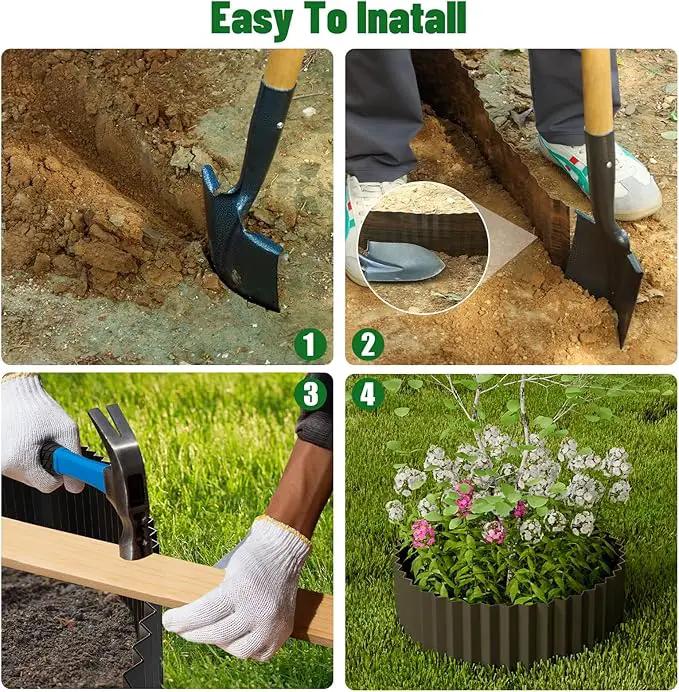 SnugNiture Corrugated Metal Garden Edging,6" x 50' Sturdy Lawn Edging Brooder,Landscape Edging Border for Lawn, Flower Bed,Garden and Yard(Black) by GreenHaven Gardens