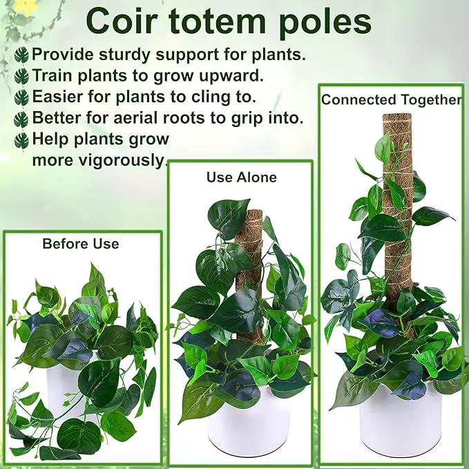 Moss Pole 47.5 Inch - Monstera Plant Support, 4 Packs 16 Inch Plant Stakes for Indoor Plants Coco Coir Moss Pole Sticks for Climbing Potted Live Plants, Pothos, Philodendron, with Garden Ties by GreenHaven Gardens