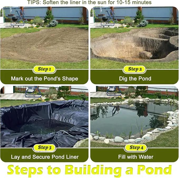 20 x 30 FT Pond Liner, 20 Mil Pond Liners for Outdoor Ponds, HDPE Pond Liner Easy Cutting Puncture Resistant, Pond Liners for Water Garden Fountain Waterfall, Koi Fish Aquaculture Pond by GreenHaven Gardens