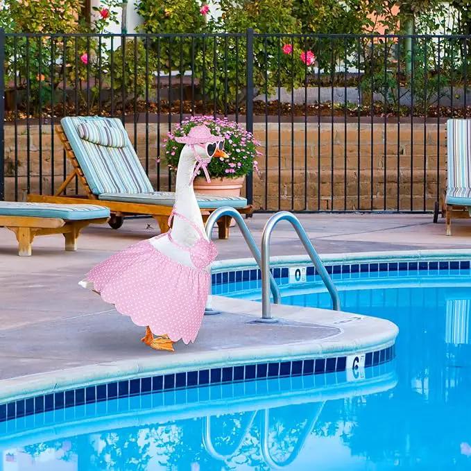 Bikini Goose Outfit Lawn Goose Clothing Porch Goose Outfits Summer Yard Goose Outfits Hawaiian Luau Goose Outfit for 23'' Lawn Goose Outdoor Decoration (Pink) by GreenHaven Gardens