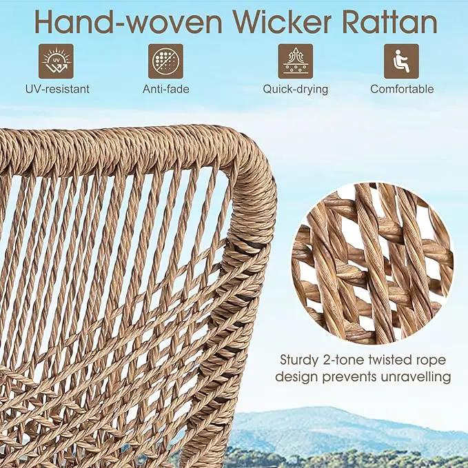 Outdoor Bar Stools Set of 4, Patio Swivel Counter Height Rattan Bar Stools, Patio Wicker Bar Swivel Chairs with Cushion, Outdoor Pool Bar Chairs for Backyard Garden Balcony w /360 Rotation by GreenHaven Gardens