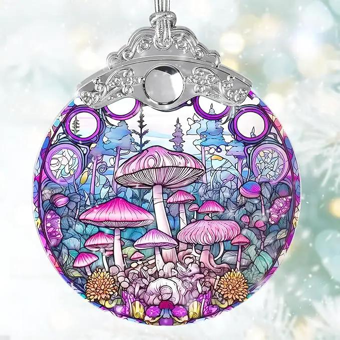 Mushroom Stained Glass Suncatcher, Jocidea Mushroom Ornament, Mushroom Christmas Ornament, Holidays Ornaments, Christmas Tree Ornament, Mushroom Decor, Gifts for Mushroom Lovers by GreenHaven Gardens