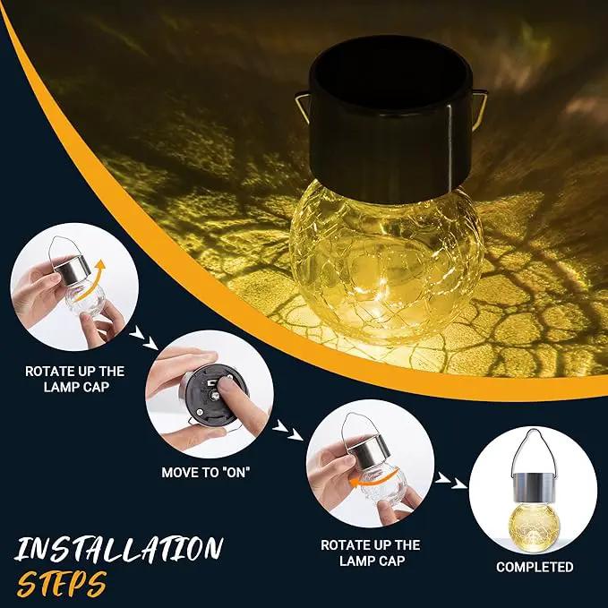 GIGALUMI 24 Pack Solar Outdoor Lights, Solar Hanging Lights for Christmas Decoration-Cracked Glass Solar Lights Outdoor Waterproof for Garden, Yard, Fence, Tree（Warm White） by GreenHaven Gardens