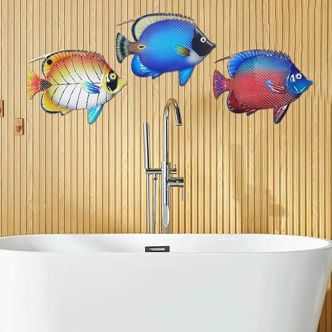 John's Studio Metal Fish Sea Wall Decor Outdoor Garden Hanging Art Sculptures Home Ocean Theme Decorations for Kitchen Bathroom and Pool - 3 PCS by GreenHaven Gardens