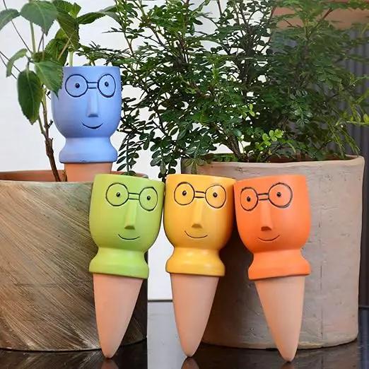 4 Pack Plant Watering Devices, Terracotta Watering Spikes, Vacation Self Watering Planter Insert, Automatic Plant Waterer for Indoor Outdoor Plants (Big Head) by GreenHaven Gardens