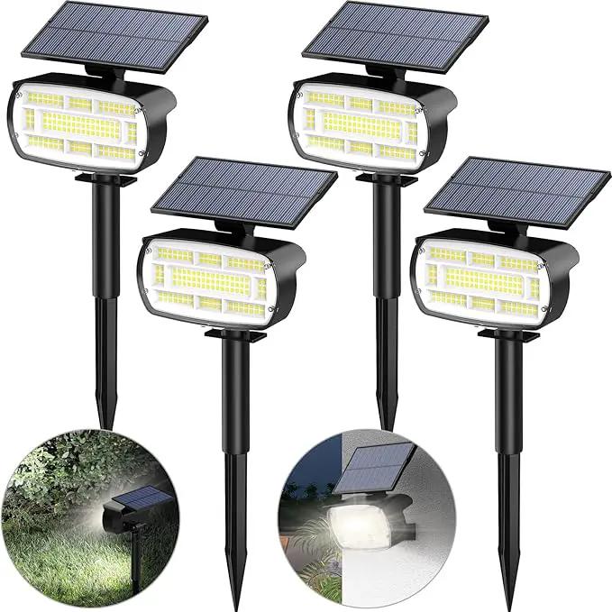 Fabrito Solar Spot Lights Outdoor 136 LEDs, Large Area Lighting Solar Lights Outdoor, 4 Pack IP65 Waterproof Landscape Spotlights Auto On/Off for Yard, Garden, Pathway, Plants,Tree (Cool White) by GreenHaven Gardens
