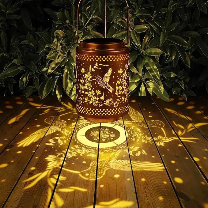Hummingbird Solar Lanterns Garden Decor Birthday Mothers Day Gifts for Mom Women Metal Hanging Solar Lights Waterproof Outdoor Decoration for Outside LED Lanterns for Yard Lawn Patio Deals by GreenHaven Gardens