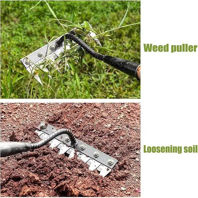 2 in 1 Iron Rake 2.0 for Gardening & Weeding,Multi-Tine Carbon Steel Garden Cultivator Rake | Weed Puller Tool & Uprooting Weeder for Gardenia | for Weeding, Cultivating, Lawn(No Handle Included) by GreenHaven Gardens