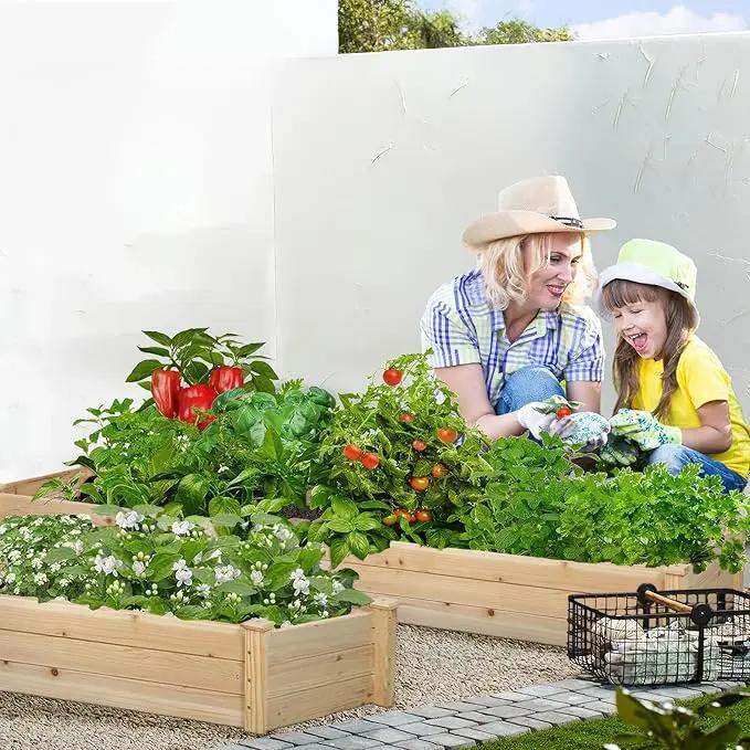 Crownland Outdoor Gardens 8 ft Raised Garden Bed Wooden Patio Raised Beds Backyard Elevated Planter Box Grow Vegetables Fruits Herb Yard Fast Easy Assembly by GreenHaven Gardens