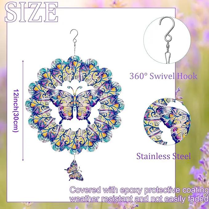 TUOKING Butterfly Wind Spinners Outdoor for Yard and Garden Decor 3D Hanging Wind Sculpture 12 Inch Stainless Steel Wind Spinner Decoration Worth Gift for Women by GreenHaven Gardens