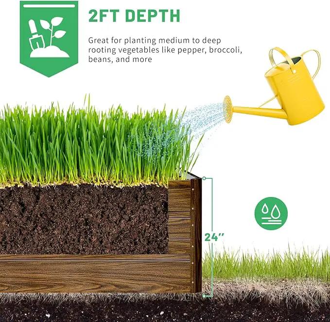 SnugNiture 4x2x2FT Raised Garden Bed Galvanized Planter Garden Boxes Outdoor, Deep Root Planter Raised Bed for Vegetables Flowers Herbs,Brown by GreenHaven Gardens