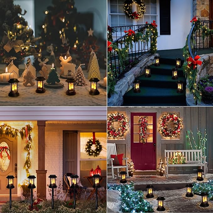 Beautyard Outdoor Solar Candles Lights Flickering Decorative Lantern Stake Lighting for Garden, Backyard, Lawn, Pathway, Patio Accessories and Decor ( 6 Pack , Black )… by GreenHaven Gardens