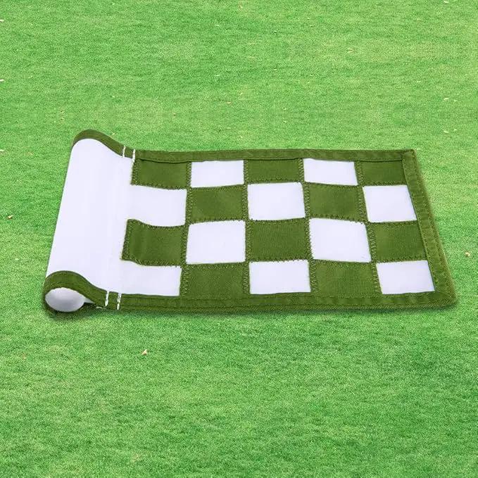 Golf Flag,Green Golf Flags,Solid Nylon and Checkered Training Golf Putting Green Flags, Indoor Outdoor Backyard Garden Portable Golf Target Flags,8.7inch*6inch (White-Green) by GreenHaven Gardens