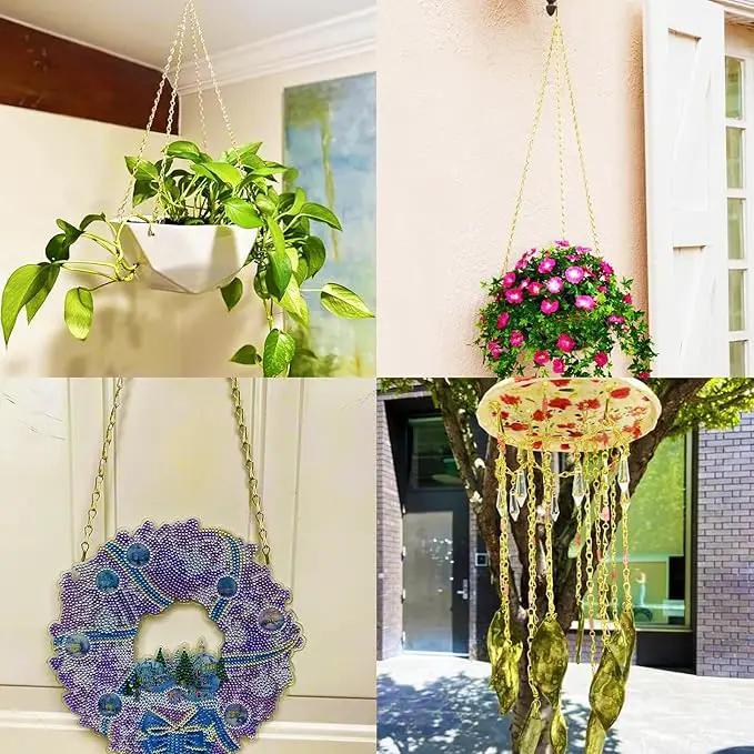 RIFNY Gold Hanging Chains with Hooks, 10 Pieces 24 Inch Chain for Hanging Bird Feeders Planters Baskets Billboards Lanterns Wind Chimes Ornaments Outdoor/Indoor Use (24 inch 10pcs) by GreenHaven Gardens