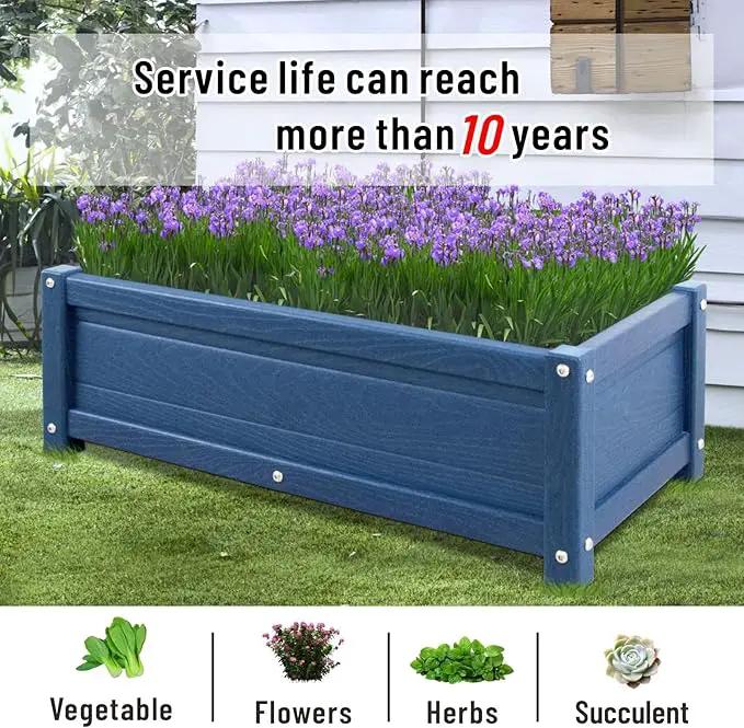HDPE Raised Planter Box Outdoor,Rot-Resistant and Non-Cracking,Raised Beds for Gardening 29.5 * 14.4 * 9.8 in for Yard,Lawn,Outdoor Planter Boxes Rectangle with Drainage Holes Navy by GreenHaven Gardens