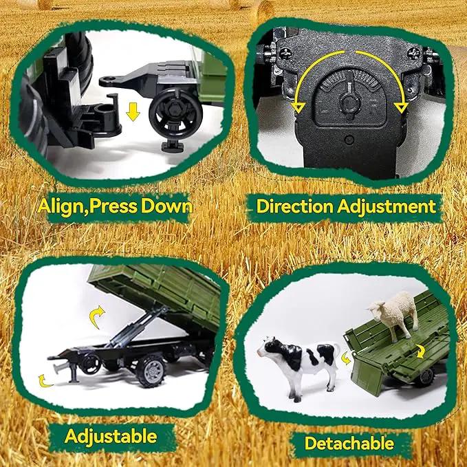 Remote Control Tractor with Trailer - Farm Toys Set Including Animals, Fruits, Vegetables, and Farmer Figures, Toddlers Farm Vehicle Toys for 3 4 5 6 7 8 9 Year Old Boys Girls Birthday Gifts by GreenHaven Gardens