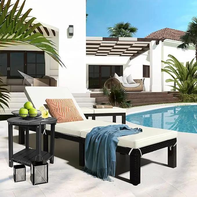 Adirondack Round Outdoor Side Table 2-Tier Storage Patio Side Table, HDPE End Tables for Backyard Pool Porch Garden Lawn (Black) by GreenHaven Gardens