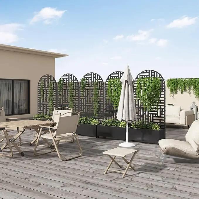 Casaphoria Metal Raised Garden Bed with Trellis and Wheels, 72"x35"x16" Arched Planter Box for Climbing Plants, Vegetables & Vines, Features Drainage Holes and Privacy Screen (Black-Helen) by GreenHaven Gardens