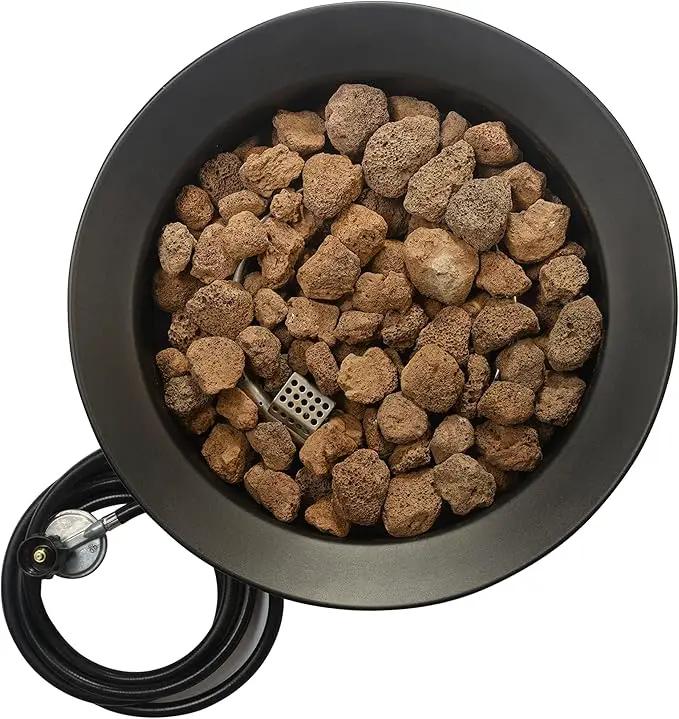 Amazon Basics Portable Propane Fire Pit, 19 inch Round Gas for Patio, 55,000 BTU Carry Strap by GreenHaven Gardens